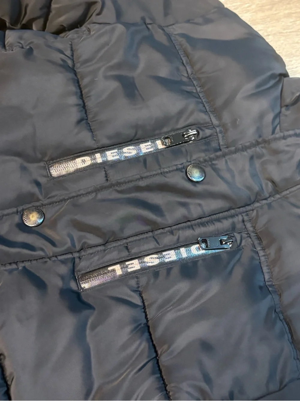 Diesel kids black Puffer Jacket with Zip Chest Pockets